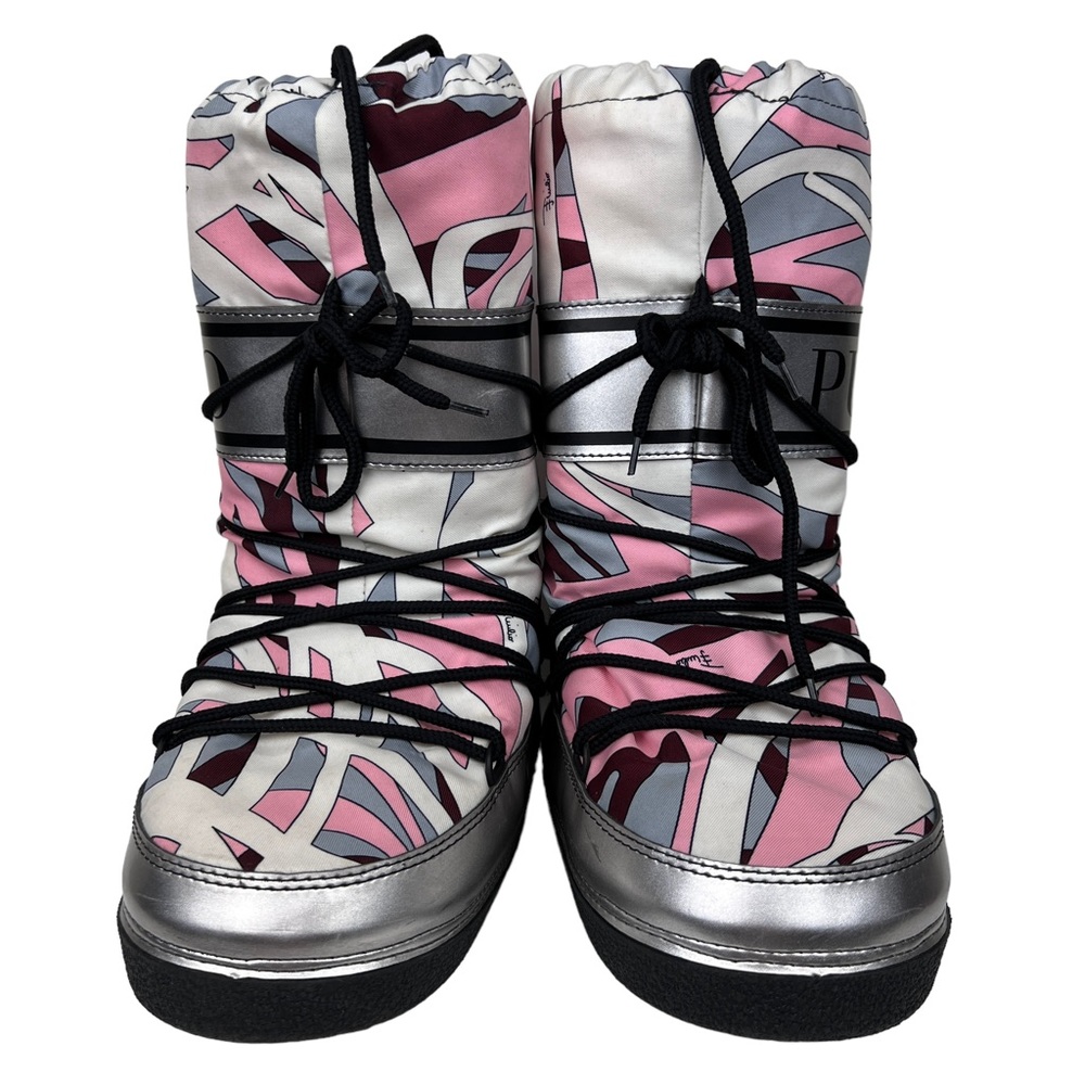 Emilio Pucci Printed Lace Winter Snow Ski Moon Boots - Picture 5 of 10